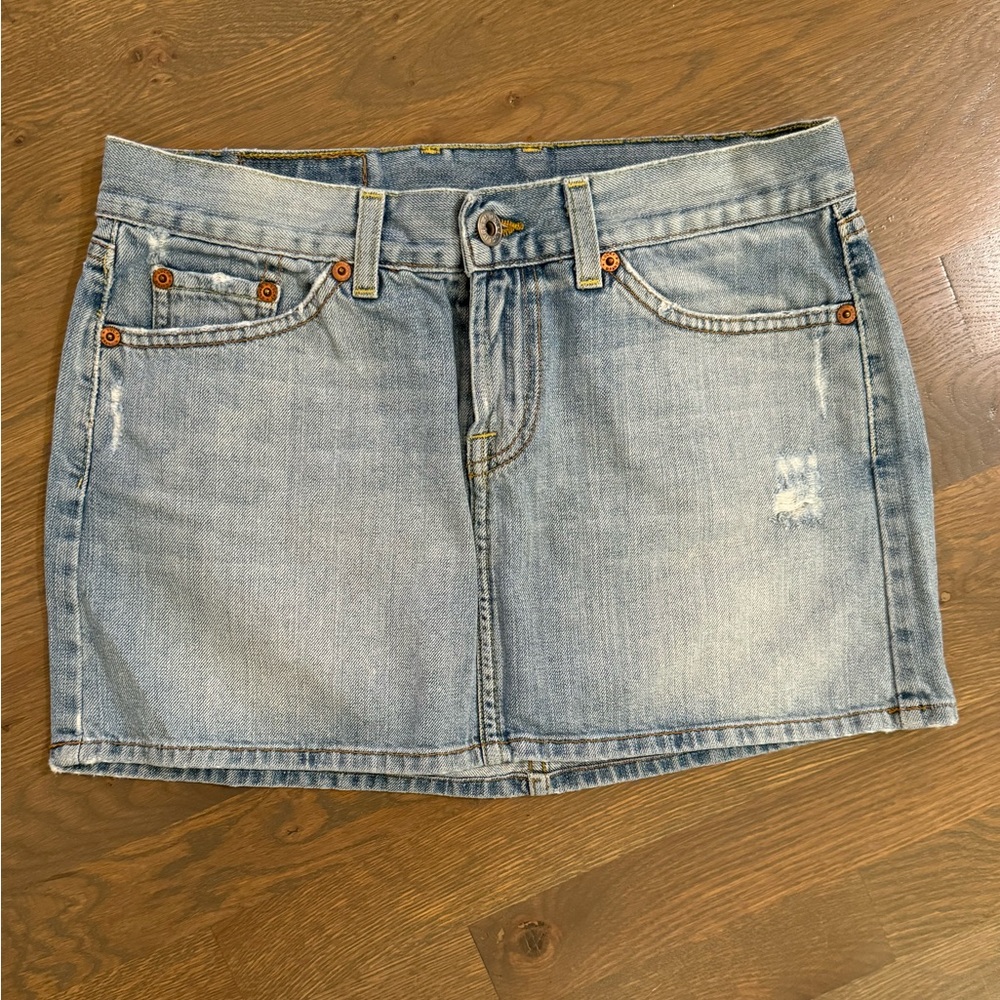Vintage Lucky Brand Women's Blue Dungaree skirt Blossom Minnie Size 4/27